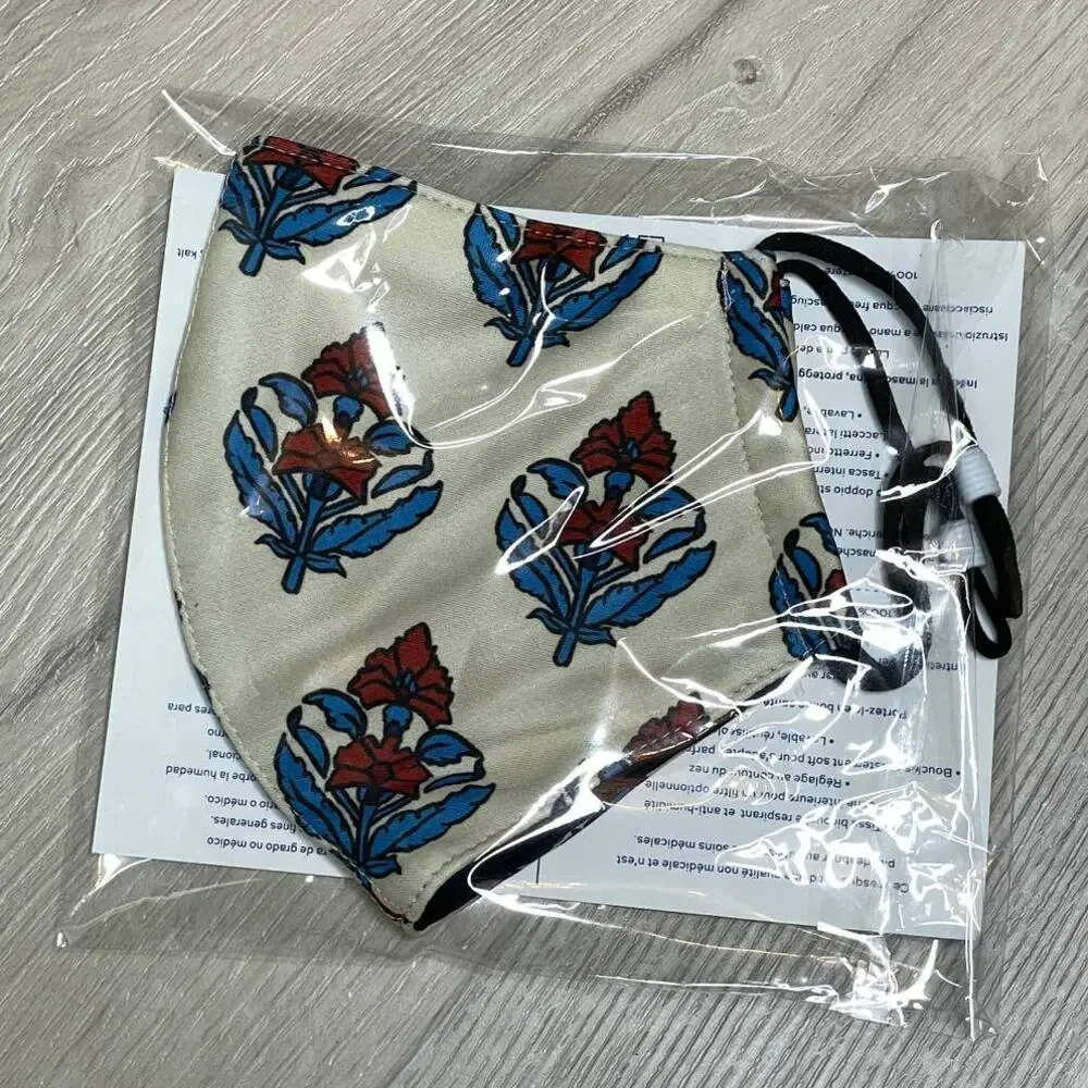 Tory Burch 2 Printed Two Layer Adjustable Face Mask New Limited Print